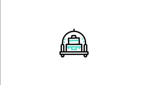 Animated Luggage Cart Icon in Flat Design Style