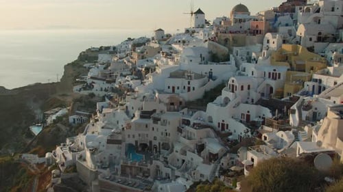 Evening view of the Greek village of Oia, Santorini