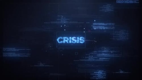 Crisis Word On Dynamic Technology Background