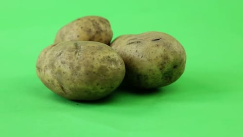 pommes de terre allumées sur écran vert