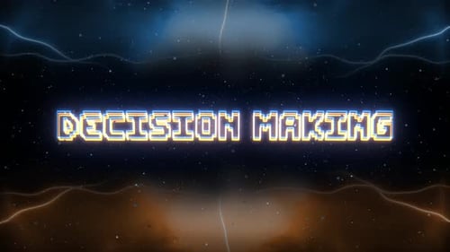 Decision Making Neon Text With Retro Style Background