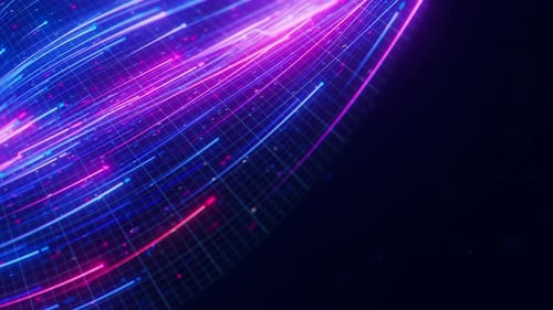 Closeup of Big Data Light Speed Warped Flow Abstract Digital Data Stream of Quantum Computing