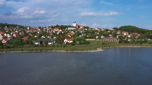 Beutiful church in summer at the lake Balaton. Tihany town, Hungary
Recorded with a DJI Mavic 2 pro