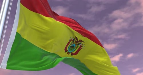 Bolivian Flag Waving Seamless Loop with Cloudy Sky