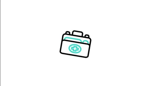 Animated First Aid Kit Line Icon in Flat Design