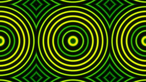 Yellow And Green On Black Abstract Glowing Curly Pattern Background Vj Loop Animation In 4K