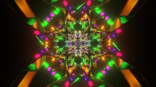 Belle animation multicolore à motifs trippants avec lumière de géométrie sacrée