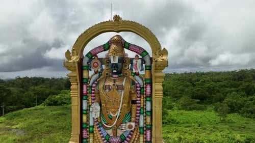 Vue aérienne du temple Hari Hara Devasthanam, Maurice.