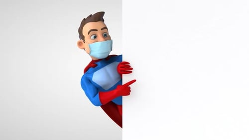 Fun cartoon superhero with a mask