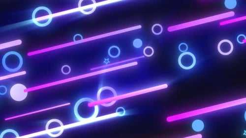 Abstract Neon Lines and Circles Glowing Loop
