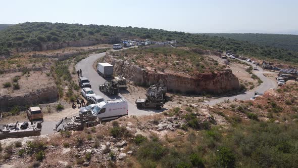 Israel Army squad soldiers on Humvee vehicles driving through training ...