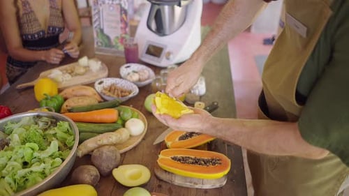 Chef Cutting Fresh Fruit for Healthy Cooking