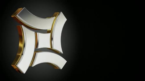 Background with Rotating White and Gold Shapes, Reflection, 3D Render, Figures, Exclusive