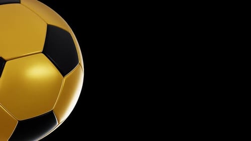 Goldener Fußballball auf der linken Seite auf transparentem Hintergrund mit Alphakanal