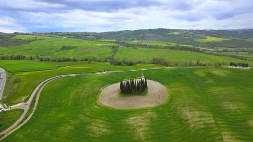 Aerial View of The Cypress In Tuscany