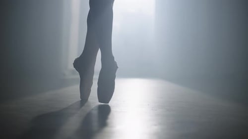 Ballerina Balancing on Toes in Ballet Slippers