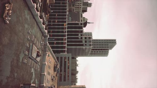 Impresionante vista vertical de la ciudad de Nueva York desde una azotea en el centro