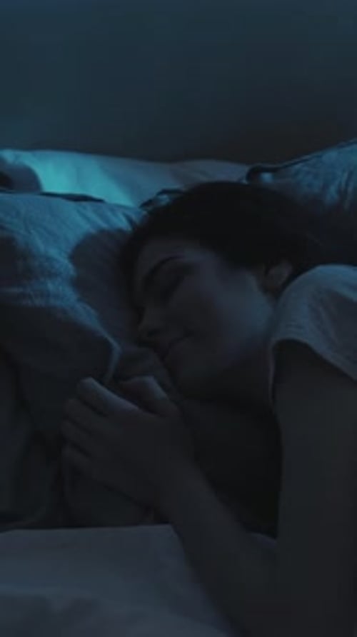 Vertical Night Rest Peaceful Sleep Relaxed Woman