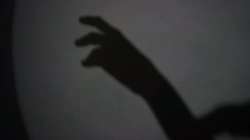 Shadow of Hand Gesticulating Against a Grey Surface