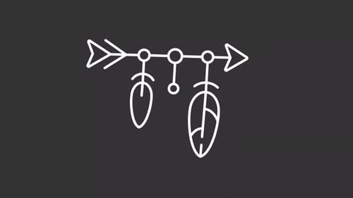 Animated folk craft decor white line icon