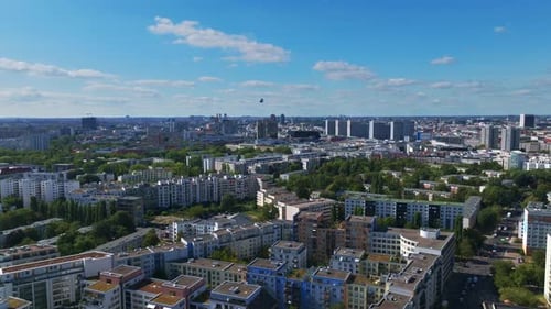 Aerial drone view of Berlin-Mitte, the central district of Berlin, Germany .