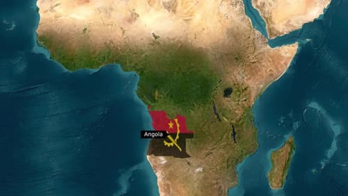 Map Zoom In Revealing Angola Flag Animation