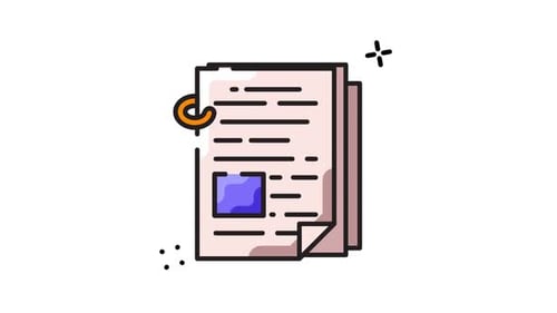 Animated Paper Document Icon with Paperclip and Subtle Sparkles
