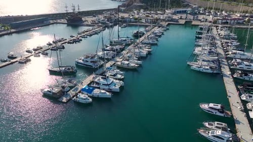 Modern Marina Filled with Boats Yachts and Catamarans in a Tranquil Mediterranean Setting