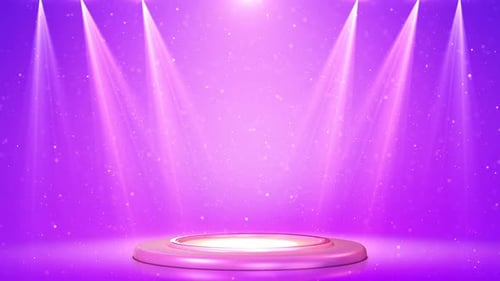 Pink Stage Podium Spotlight Background Glossy Soft Spotlights Floating Particles Creating Display