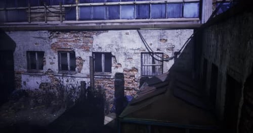 Gritty Industrial Building Fly-Through Cinematic Animation