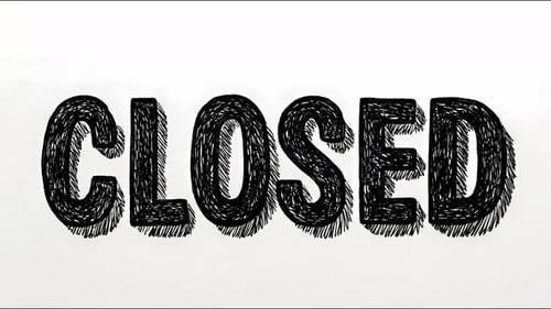 Closed sign animation loop in grunge style on white background