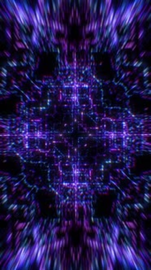 Abstract Neon Light Grid Tunnel Animation Loop