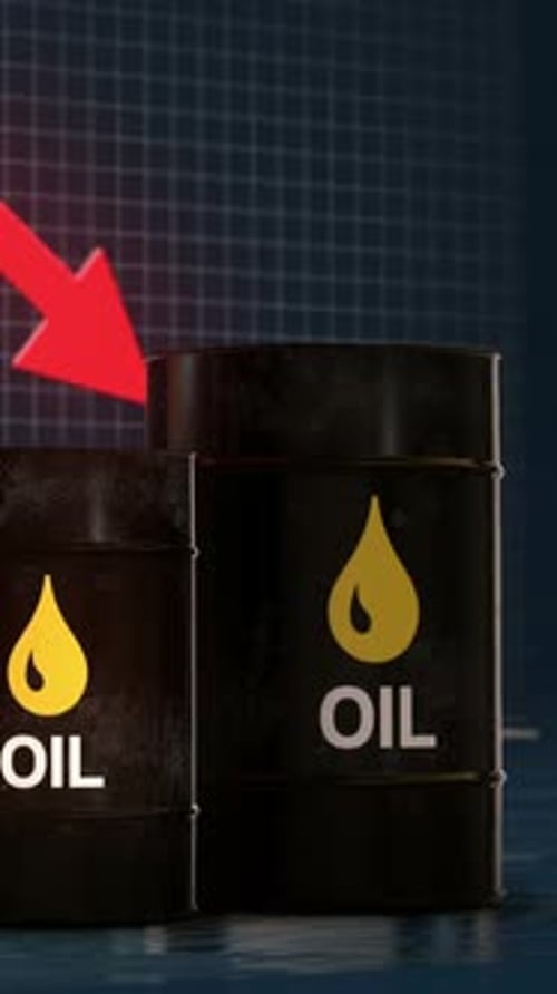 Oil Price Decline Red Arrow Vertical