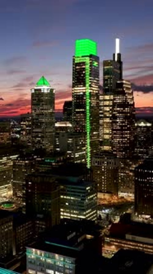 Sunset in Downtown Philadelphia At Philadelphia In Pennsylvania United States.