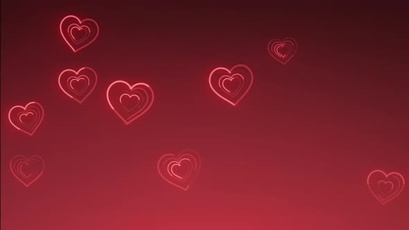Animated Glowing Heart Outlines Loop on Red Background, Backgrounds ...