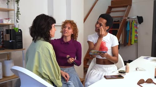 Friends Getting Ready and Applying Makeup Together