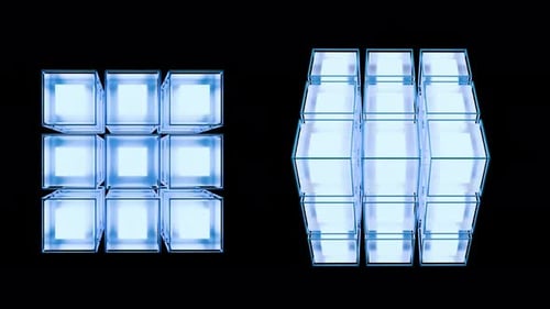 Abstract Blue Glowing Cubes Geometric Digital Loop