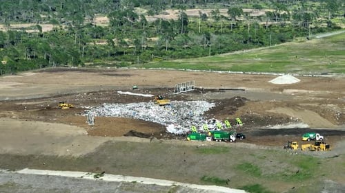 Aerial View of Waste Management at Landfill