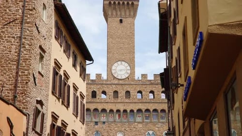 Palazzo Vecchio Tower Seen Between Narrow Streets, Florence