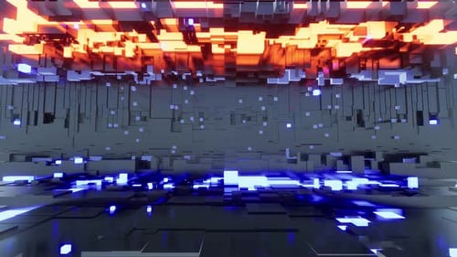 Ciberespacio digital con partículas de rejilla y conexiones de red de datos digitales 4