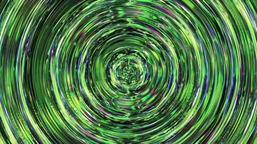 Green Concentric Circles Expanding Creating Mesmerizing Tunnel Effect with Dynamic Color Movement