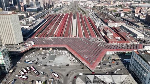 Aerial shot of Naples Central Station (Napoli Centrale), Italy