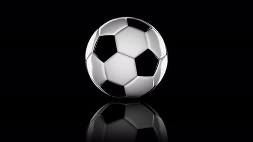4k Looping Animation A Soccer Ball. On Black Background