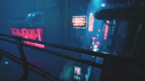 Neon Lights Illuminate the Vibrant Night Streets of an Asian Metropolis