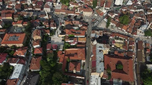 Aerial drone view of the capital city of Bosnia, drone view of all tourist and historical places fro
