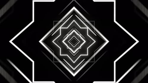 White Neon Tunnel With Geometric Strobe Shapes Background Vj Loop In 4K