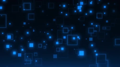 Digital figures of squares rise up on a blue background. digital technology, big data