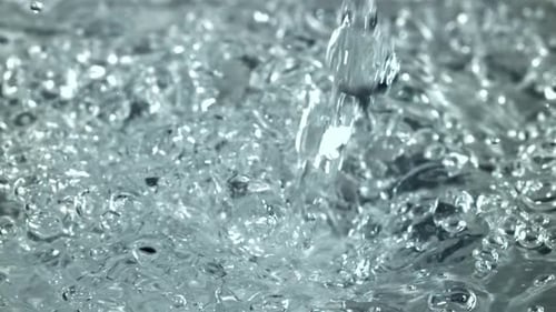 Pouring Water Creates Splashes and Bubbles, Refreshing