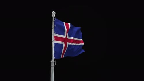 Realistic 3D Waving Iceland National Flag