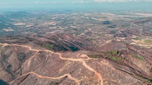 Aerial View of Burnt Forest Hills Landscape